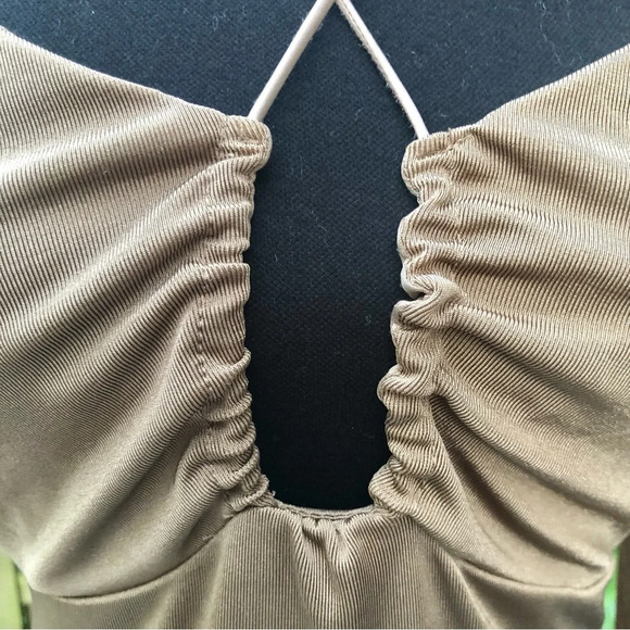 Jason Wu Engracia Long Sleeve Backless Plunge Midi Dress Tan Size Medium Sexy - Picture 4 of 14